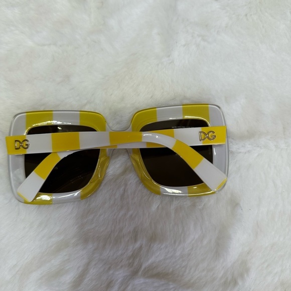 Dolce gabbana Yellow and White Striped Square Sunglasses - Picture 6 of 8